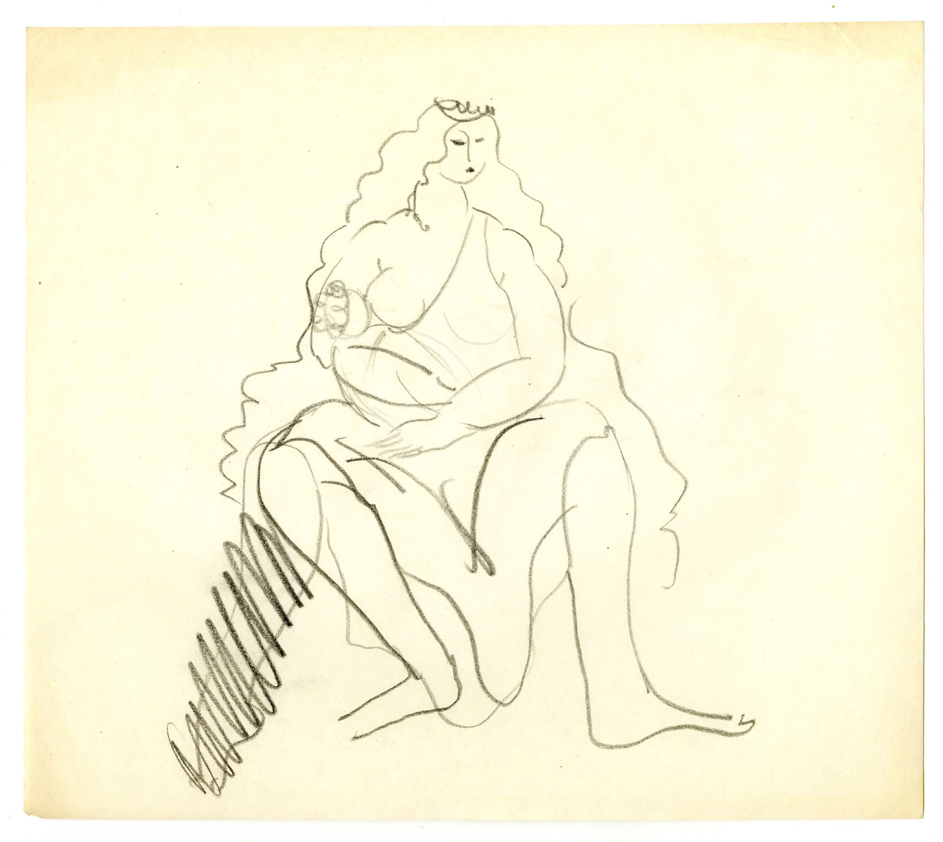 Boceto de figura femenina amamantando un bebé