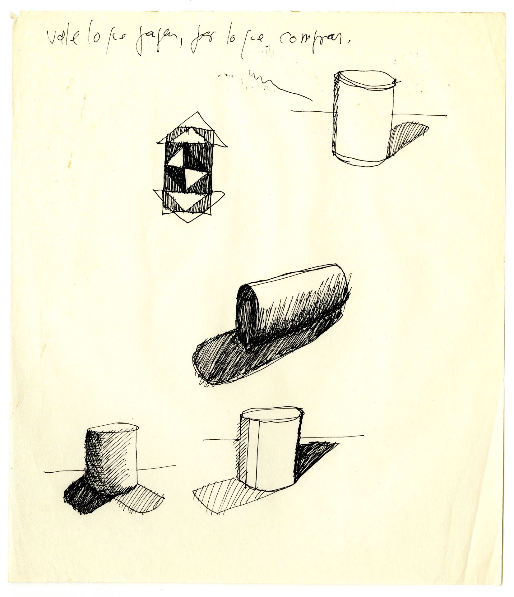 Dibujo de cilindros y notas